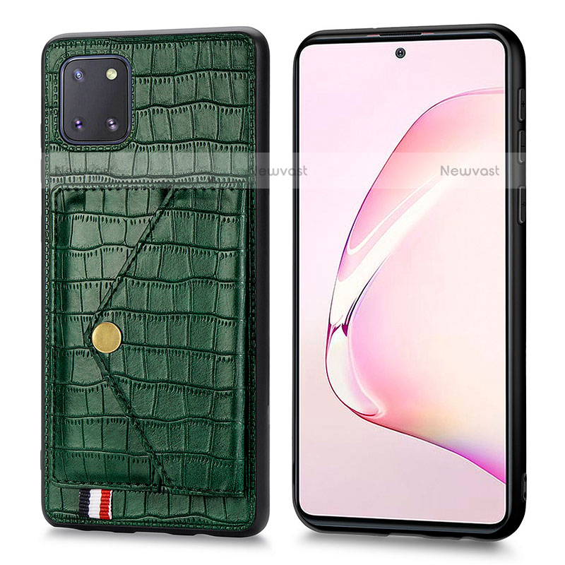 Soft Luxury Leather Snap On Case Cover S01D for Samsung Galaxy Note 10 Lite Green