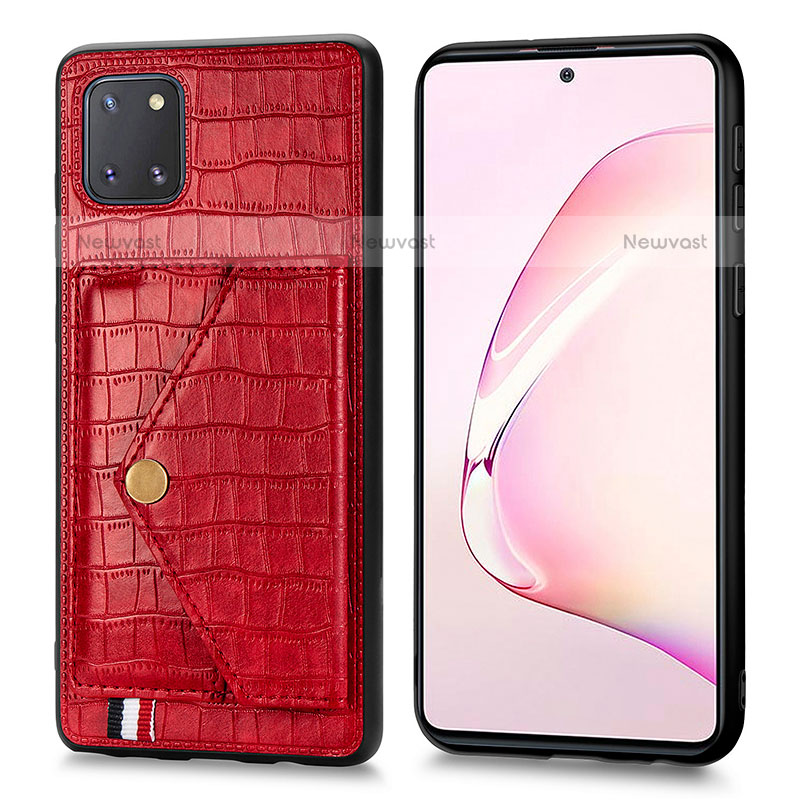 Soft Luxury Leather Snap On Case Cover S01D for Samsung Galaxy Note 10 Lite Red