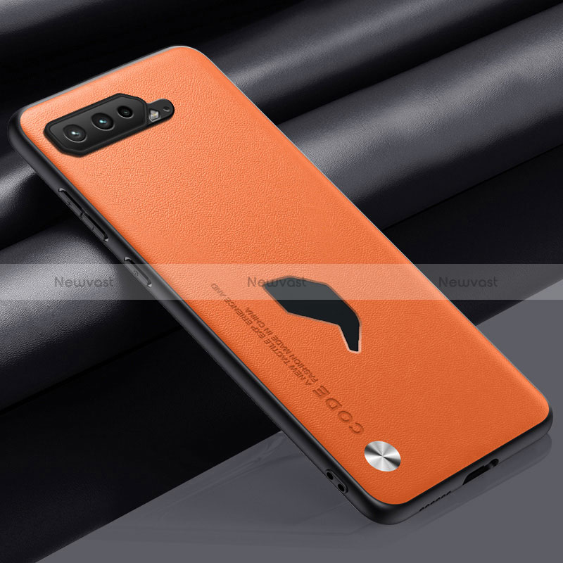 Soft Luxury Leather Snap On Case Cover S02 for Asus ROG Phone 5 ZS673KS Orange