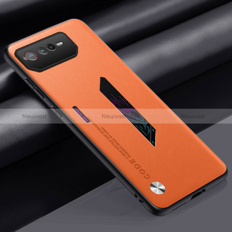 Soft Luxury Leather Snap On Case Cover S02 for Asus ROG Phone 6 Orange