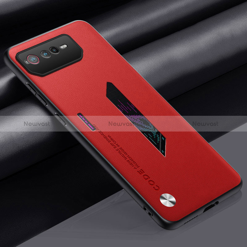 Soft Luxury Leather Snap On Case Cover S02 for Asus ROG Phone 6 Pro Red