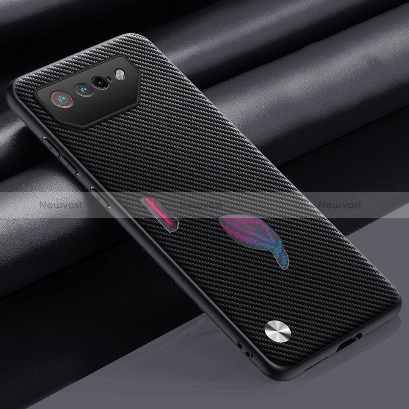 Soft Luxury Leather Snap On Case Cover S02 for Asus ROG Phone 7 Pro Dark Gray