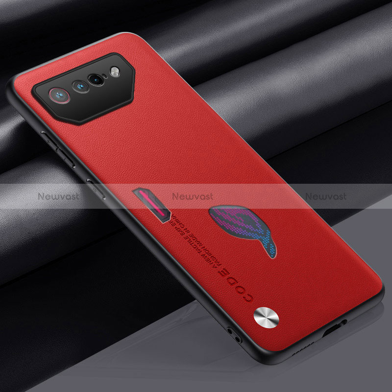 Soft Luxury Leather Snap On Case Cover S02 for Asus ROG Phone 7 Pro Red