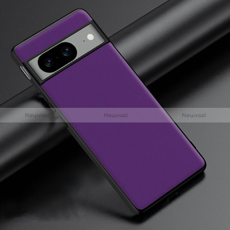 Soft Luxury Leather Snap On Case Cover S02 for Google Pixel 8 5G Purple