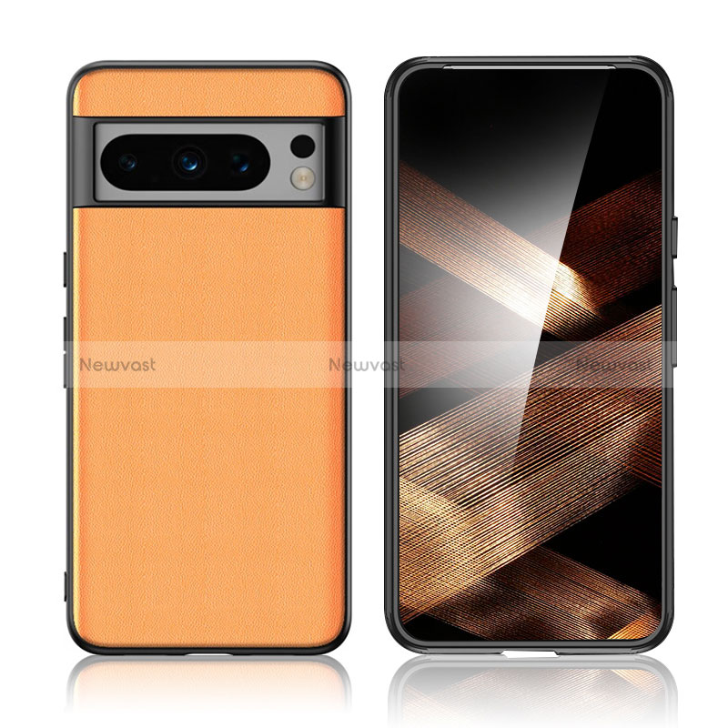 Soft Luxury Leather Snap On Case Cover S02 for Google Pixel 8 Pro 5G Orange