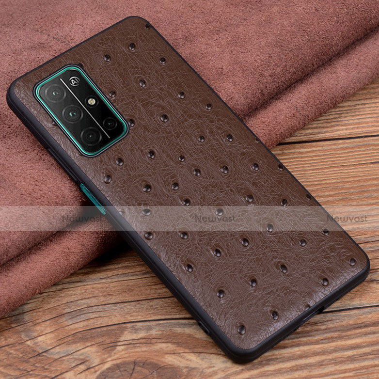 Soft Luxury Leather Snap On Case Cover S02 for Huawei Honor 30S Brown