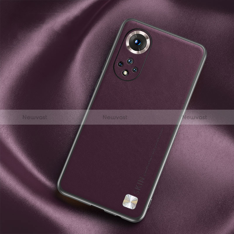 Soft Luxury Leather Snap On Case Cover S02 for Huawei Honor 50 Pro 5G Purple