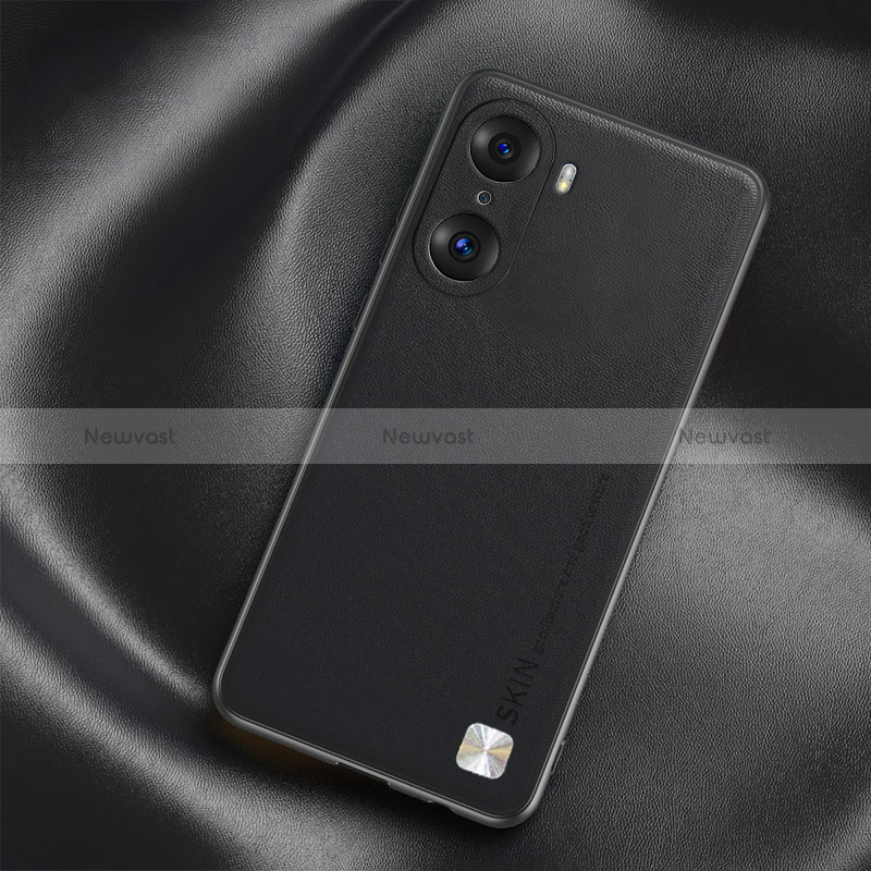 Soft Luxury Leather Snap On Case Cover S02 for Huawei Honor 60 5G Black