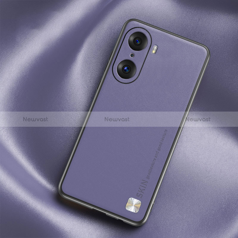 Soft Luxury Leather Snap On Case Cover S02 for Huawei Honor 60 5G Clove Purple