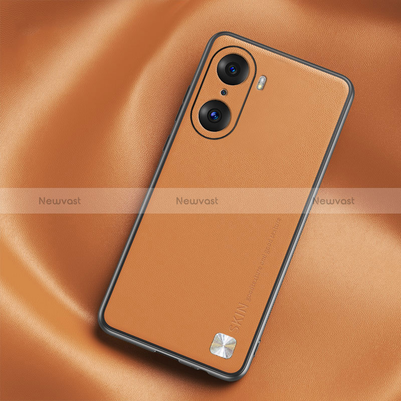 Soft Luxury Leather Snap On Case Cover S02 for Huawei Honor 60 5G Orange