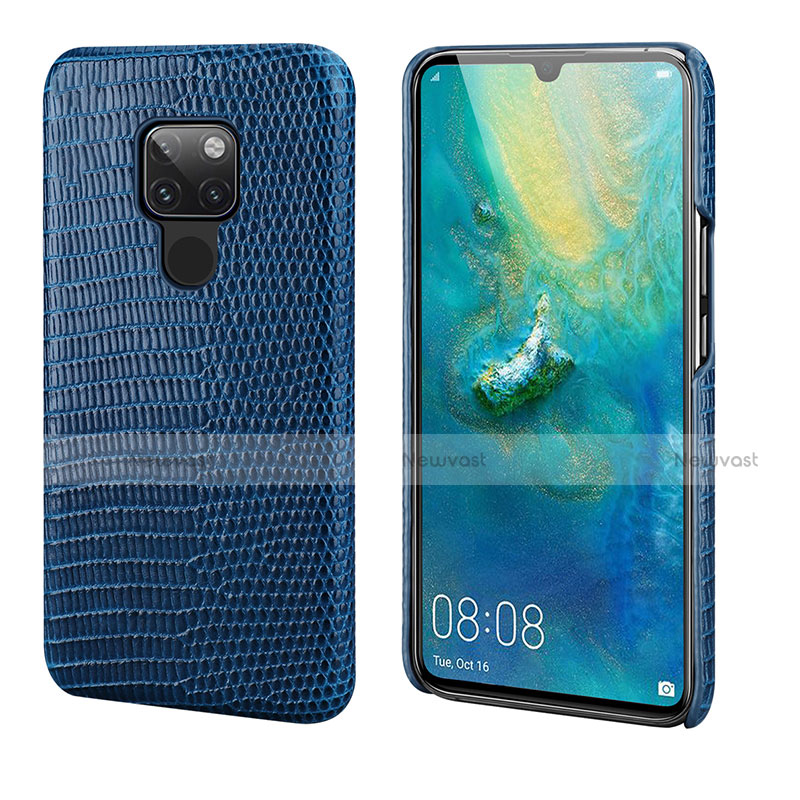 Soft Luxury Leather Snap On Case Cover S02 for Huawei Mate 20 Blue