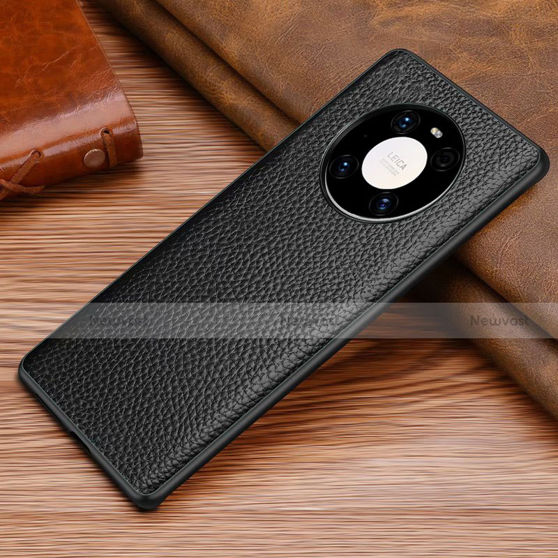 Soft Luxury Leather Snap On Case Cover S02 for Huawei Mate 40E 5G Black