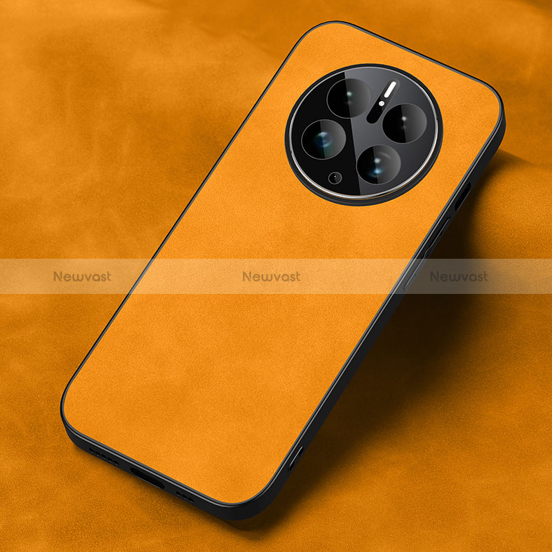 Soft Luxury Leather Snap On Case Cover S02 for Huawei Mate 50 Orange