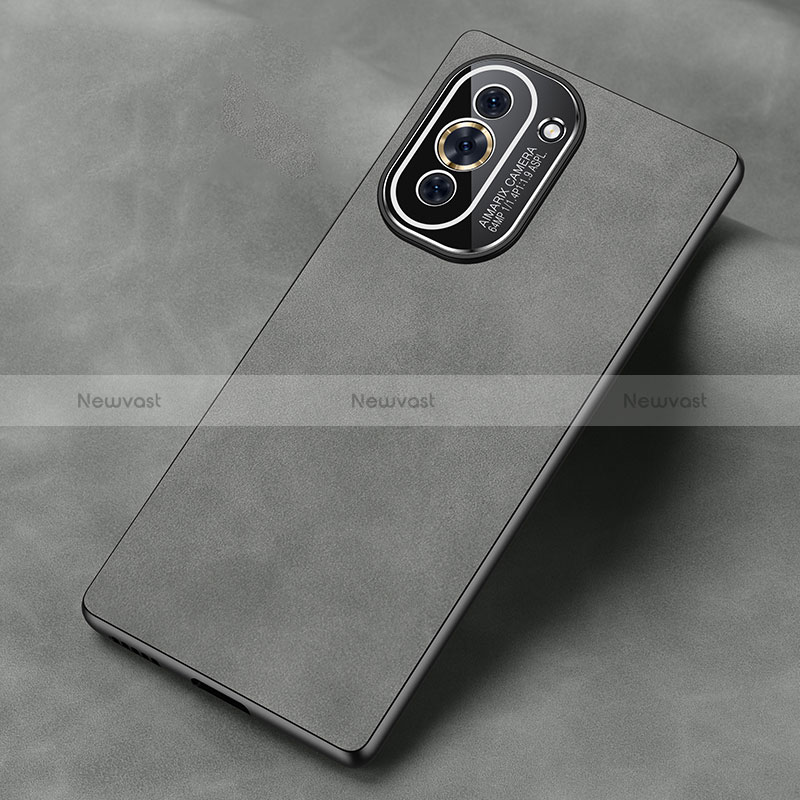 Soft Luxury Leather Snap On Case Cover S02 for Huawei Nova 10 Gray