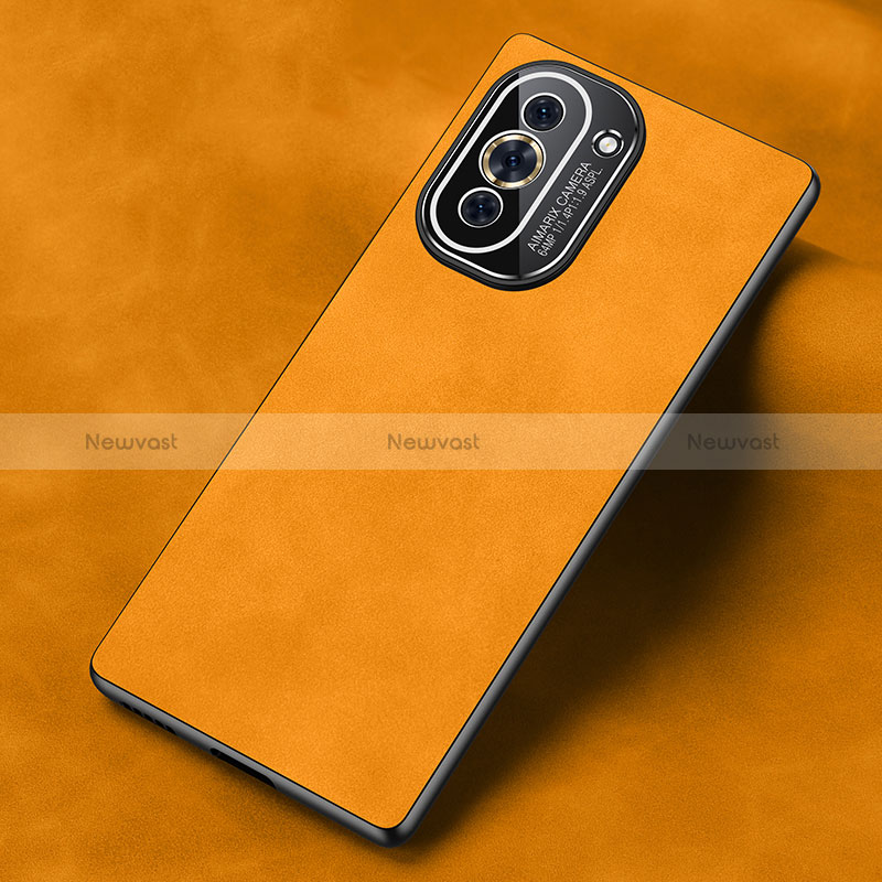 Soft Luxury Leather Snap On Case Cover S02 for Huawei Nova 10 Pro Orange