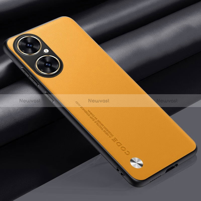 Soft Luxury Leather Snap On Case Cover S02 for Huawei Nova 11i Yellow