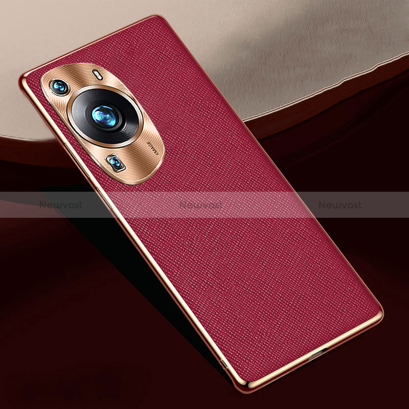 Soft Luxury Leather Snap On Case Cover S02 for Huawei P60 Pro Red