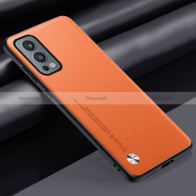 Soft Luxury Leather Snap On Case Cover S02 for OnePlus Nord 2 5G Orange