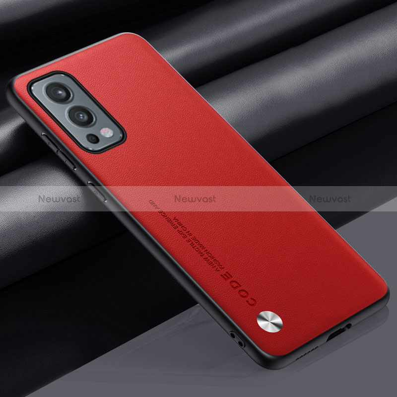 Soft Luxury Leather Snap On Case Cover S02 for OnePlus Nord 2 5G Red