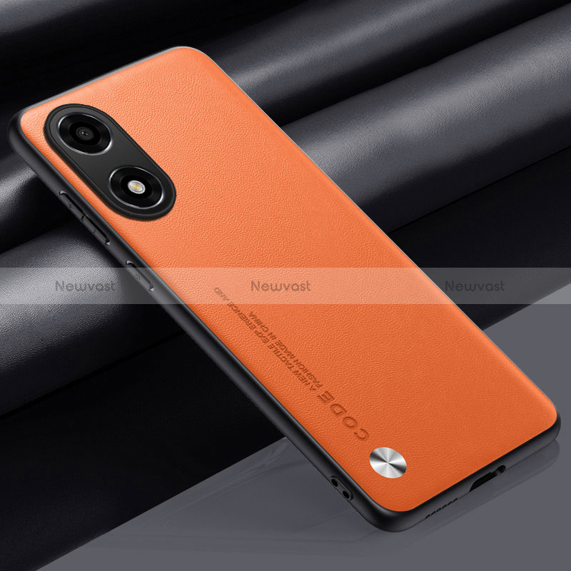 Soft Luxury Leather Snap On Case Cover S02 for Oppo A2x 5G Orange