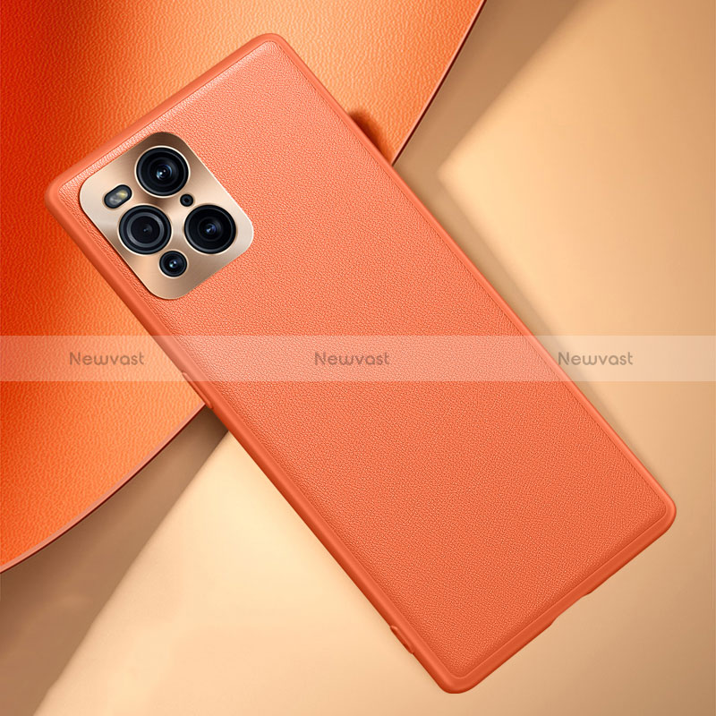Soft Luxury Leather Snap On Case Cover S02 for Oppo Find X3 5G Orange