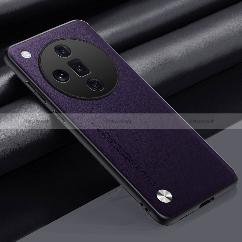 Soft Luxury Leather Snap On Case Cover S02 for Oppo Find X7 Ultra 5G Purple