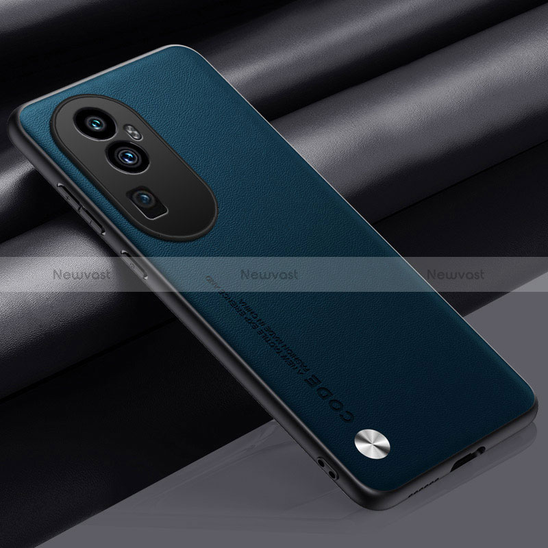 Soft Luxury Leather Snap On Case Cover S02 for Oppo Reno10 Pro+ Plus 5G Blue