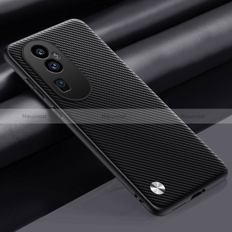 Soft Luxury Leather Snap On Case Cover S02 for Oppo Reno10 Pro+ Plus 5G Dark Gray