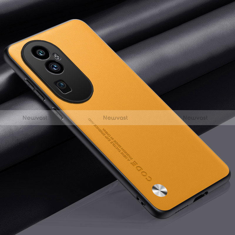 Soft Luxury Leather Snap On Case Cover S02 for Oppo Reno10 Pro+ Plus 5G Yellow