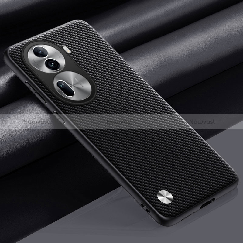Soft Luxury Leather Snap On Case Cover S02 for Oppo Reno11 Pro 5G Dark Gray