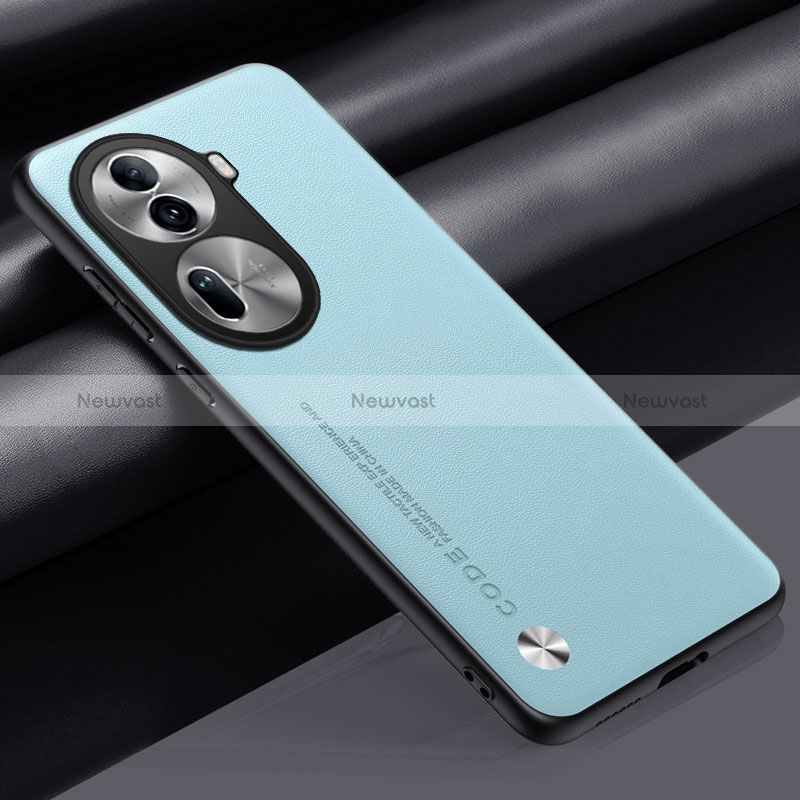 Soft Luxury Leather Snap On Case Cover S02 for Oppo Reno11 Pro 5G Mint Blue