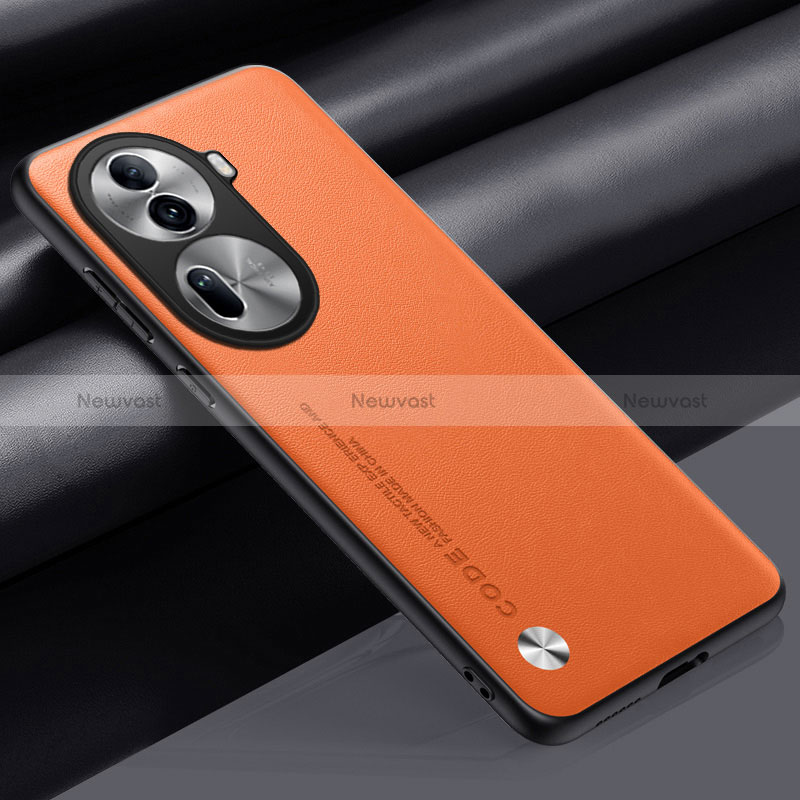 Soft Luxury Leather Snap On Case Cover S02 for Oppo Reno11 Pro 5G Orange