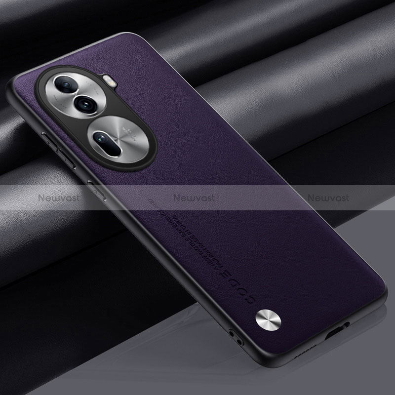 Soft Luxury Leather Snap On Case Cover S02 for Oppo Reno11 Pro 5G Purple