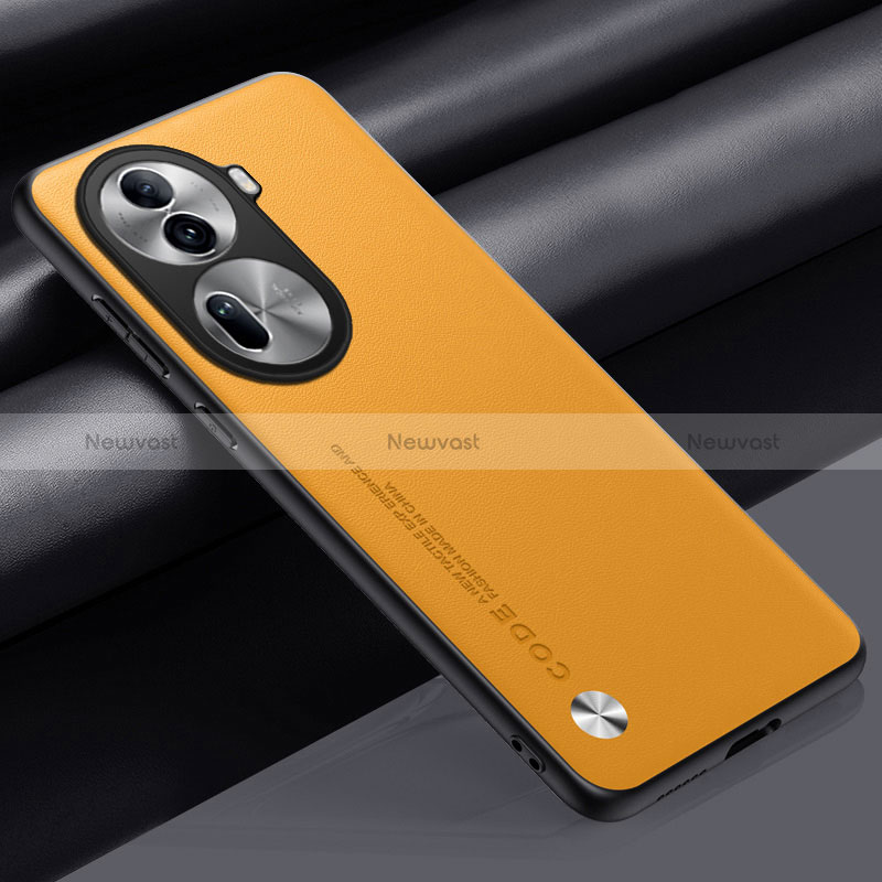 Soft Luxury Leather Snap On Case Cover S02 for Oppo Reno11 Pro 5G Yellow