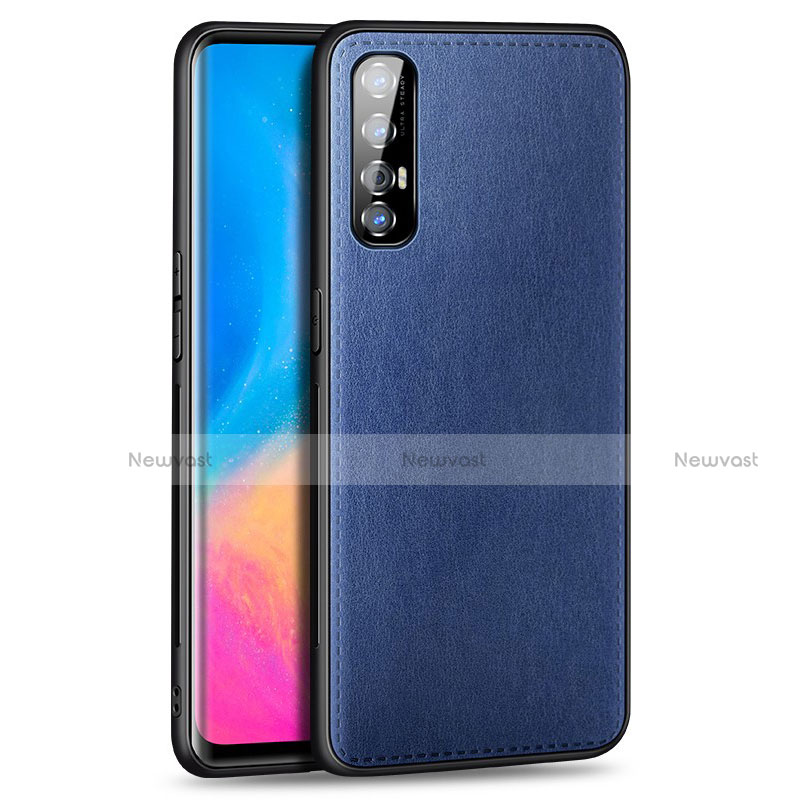 Soft Luxury Leather Snap On Case Cover S02 for Oppo Reno3 Pro Blue