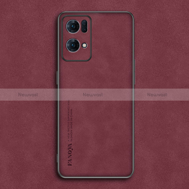 Soft Luxury Leather Snap On Case Cover S02 for Oppo Reno7 Pro 5G Red