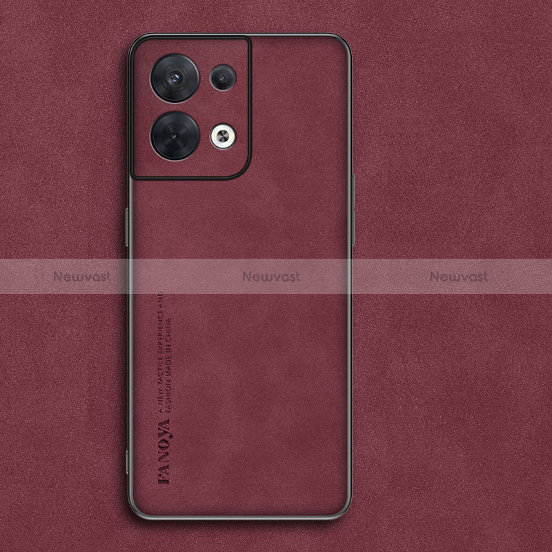 Soft Luxury Leather Snap On Case Cover S02 for Oppo Reno9 5G Red