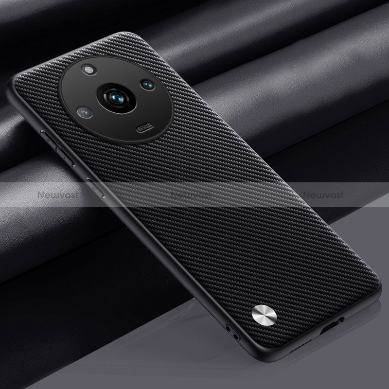 Soft Luxury Leather Snap On Case Cover S02 for Realme 11 Pro+ Plus 5G Dark Gray