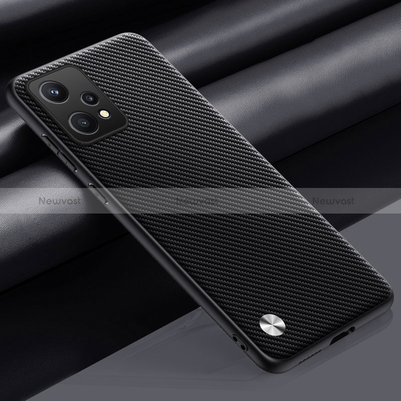 Soft Luxury Leather Snap On Case Cover S02 for Realme 9 4G Dark Gray