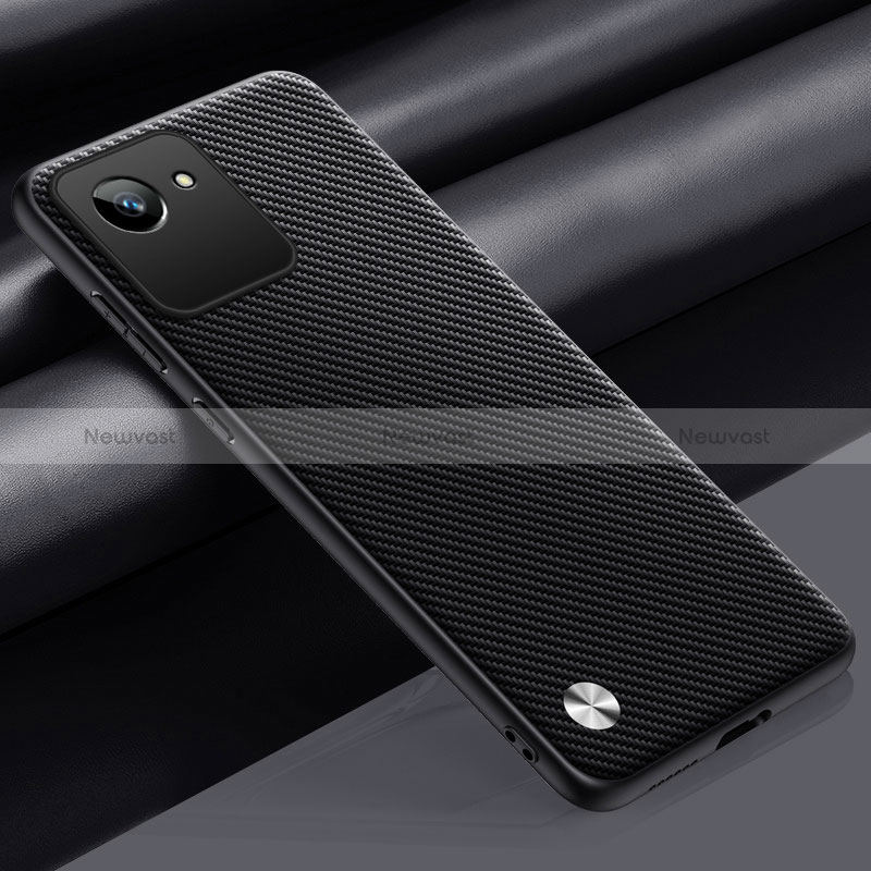 Soft Luxury Leather Snap On Case Cover S02 for Realme C30 Dark Gray