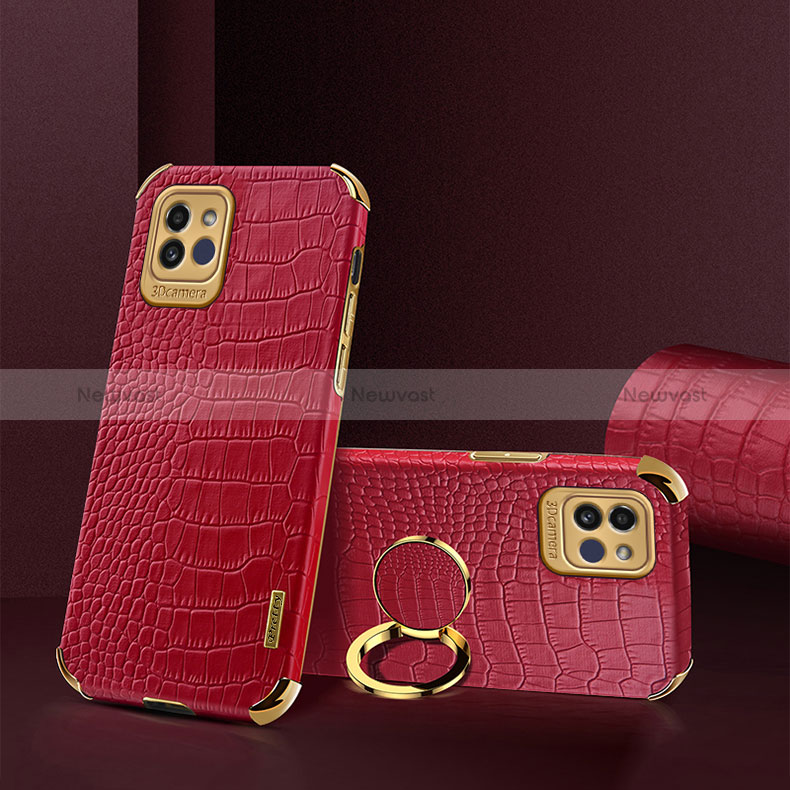 Soft Luxury Leather Snap On Case Cover S02 for Samsung Galaxy A03 Red