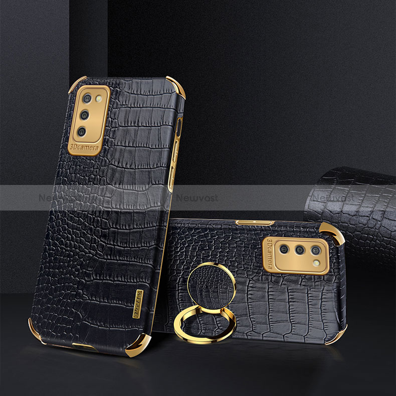 Soft Luxury Leather Snap On Case Cover S02 for Samsung Galaxy F02S SM-E025F Black