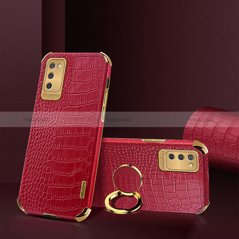 Soft Luxury Leather Snap On Case Cover S02 for Samsung Galaxy F02S SM-E025F Red