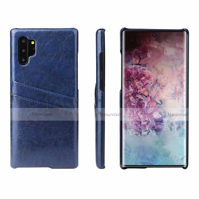 Soft Luxury Leather Snap On Case Cover S02 for Samsung Galaxy Note 10 Plus 5G Blue