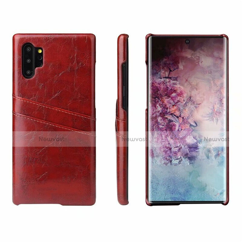 Soft Luxury Leather Snap On Case Cover S02 for Samsung Galaxy Note 10 Plus 5G Red Wine