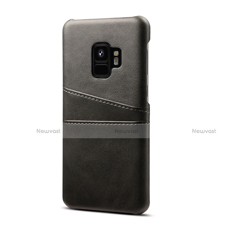 Soft Luxury Leather Snap On Case Cover S02 for Samsung Galaxy S9 Black