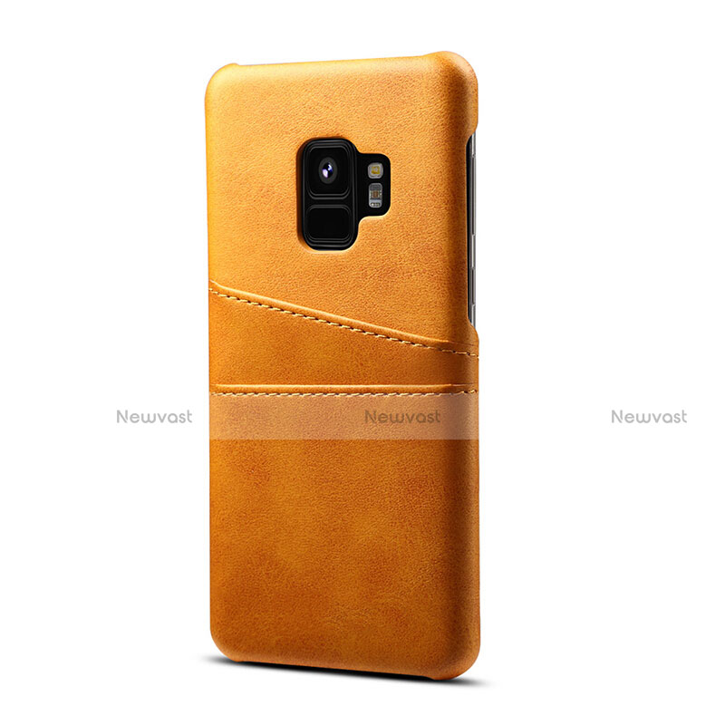 Soft Luxury Leather Snap On Case Cover S02 for Samsung Galaxy S9 Orange