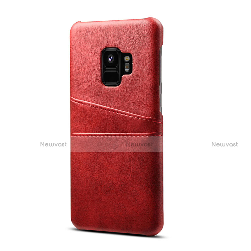 Soft Luxury Leather Snap On Case Cover S02 for Samsung Galaxy S9 Red