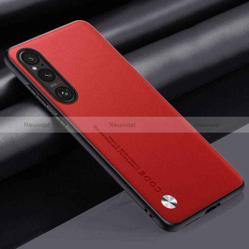 Soft Luxury Leather Snap On Case Cover S02 for Sony Xperia 1 V Red