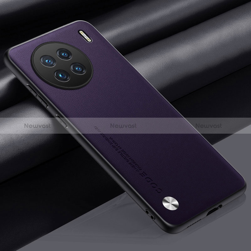 Soft Luxury Leather Snap On Case Cover S02 for Vivo X90 5G Purple